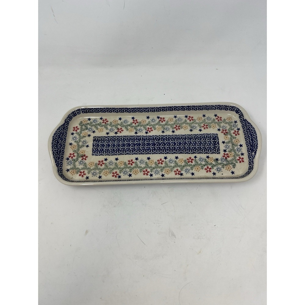 Unikat Hand Stamped Polish Stoneware‎ 14.75" Floral